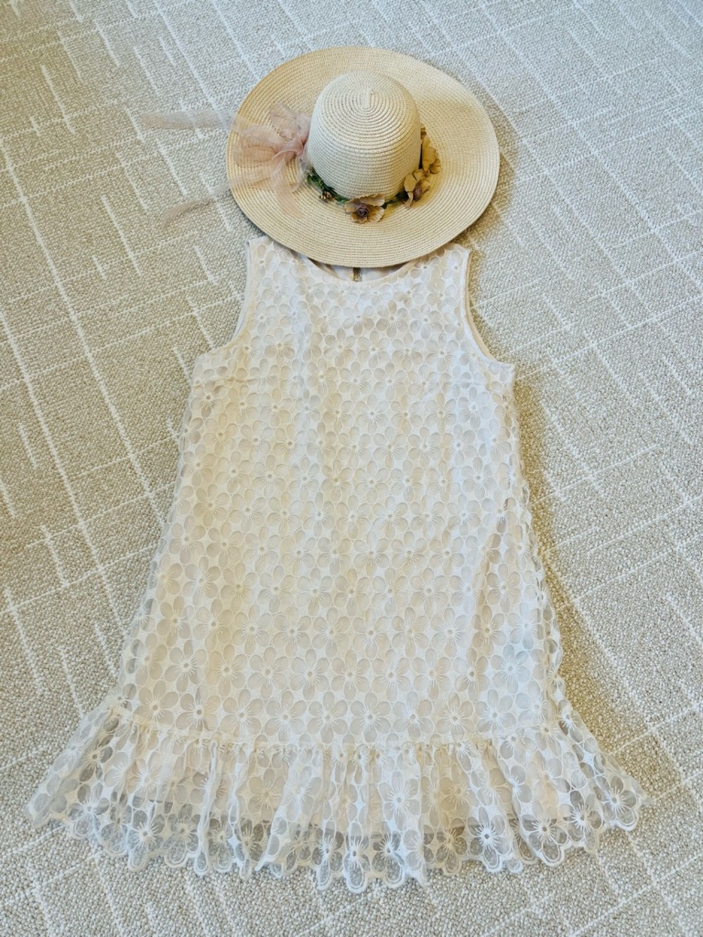 2 Dresses for $22! White Floral Lace Sleeveless Dress